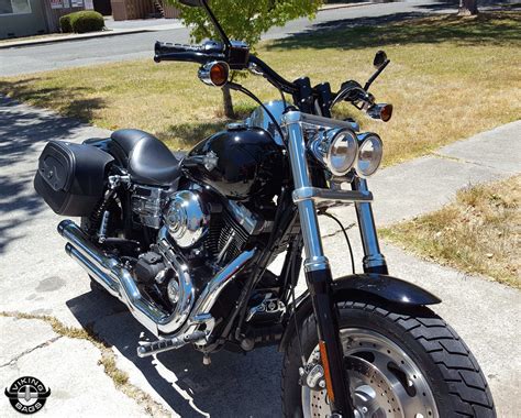 Harley Dyna Fat Bob Fxdf Large Warrior Leather Saddlebags Motorcycle