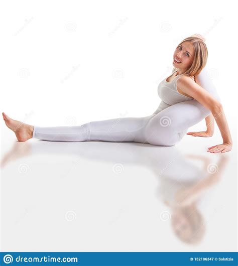 Beautiful Flexible Woman Doing Yoga Poses On White Stock Image - Image ...