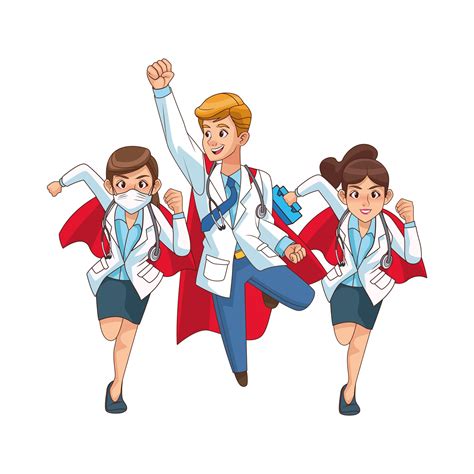 Super Doctors Comic Characters Vector Art At Vecteezy