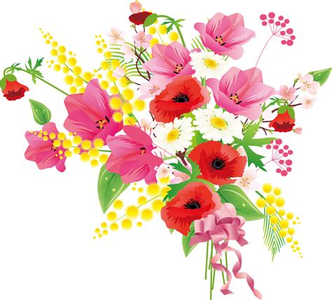 リアルタッチな花のイラスト・フリー素材／no818『明るい花束』