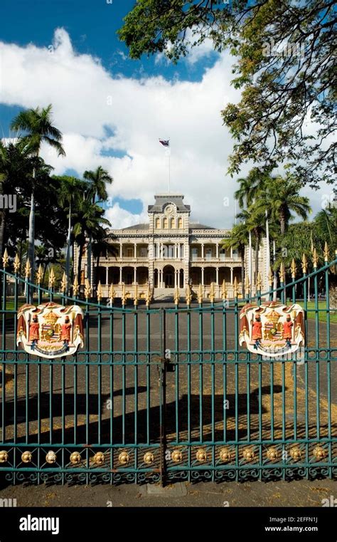 Facade Of A Government Building State Capitol Building Iolani Palace