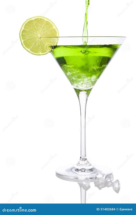 Pouring A Green Cocktail Into A Martini Glass Stock Images Image 31402684