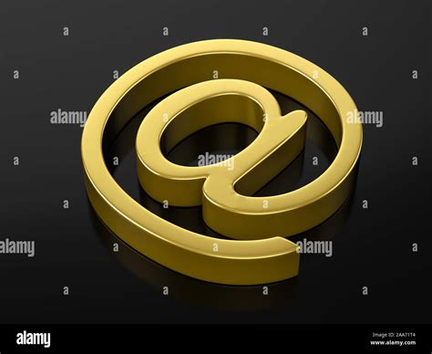 Gold Email Symbol On A Black Background 3d Illustration Stock Photo
