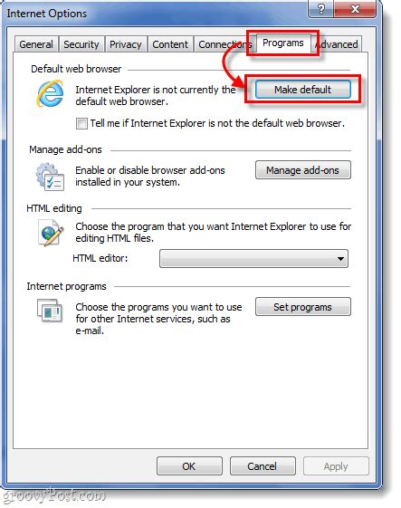 How To Set Internet Explorer 9 As Your Default Browser Groovypost