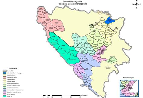 Administrativna Karta Federacije Bosne I Hercegovine Federalni Zavod