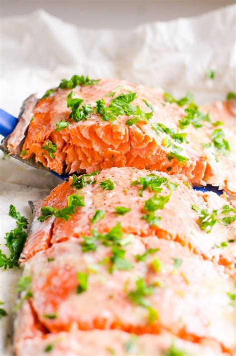 Baking salmon in foil traps the moisture i've discovered that baking salmon in foil is a wonderful way to cook salmon and i happen to think it turns out better than cooking it on the grill. Whole salmon fillet baked in foil in 20 minutes for the best Baked Salmon Recipe in the world ...