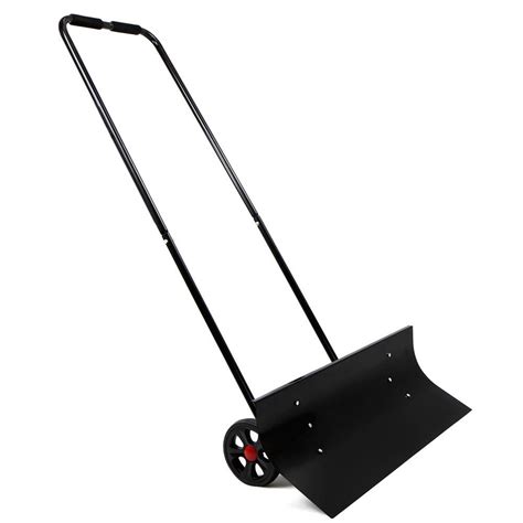 Xtremepowerus Adjustable Angle Rolling Snow Shovel On Wheels With 30 In