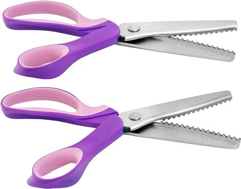 2 Piece Scalloped And Zigzag Pinking Shears Stainless Steel Handled Professional