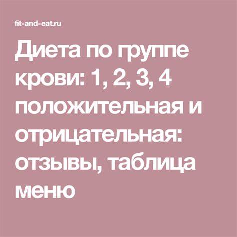 Диета при 1 положительной группе