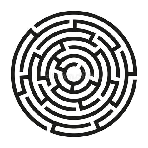Black Circle Vector Maze Isolated On White Background Labyrinth With