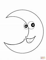 Moon Coloring Crescent Printable Smiling Smile Cartoon Drawing Site Dot Paper Categories sketch template
