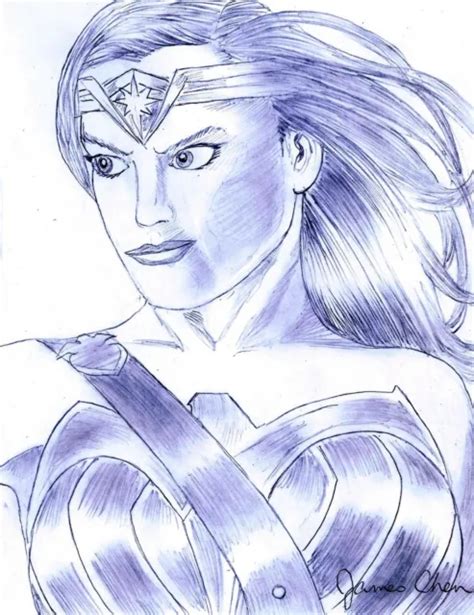 Gal Gadot Wonder Woman Detailed Original Comic Art By Comic Artist