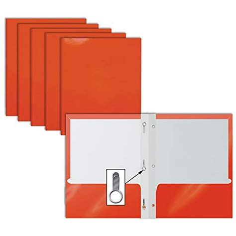 2 Pocket Glossy Orange Paper Folders With Prongs 25 Pack By Better