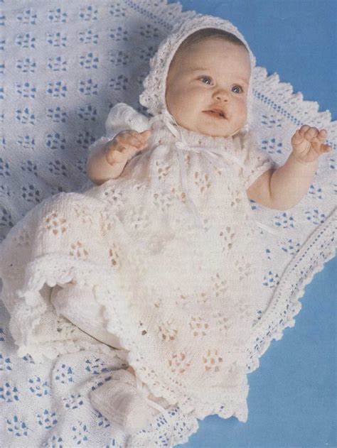Lace Christening Gown Bonnet Shawl And Bootees Free Knitting Pattern