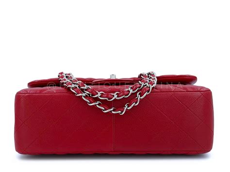 Chanel 11p Red Caviar Jumbo Classic Double Flap Bag Shw Boutique Patina