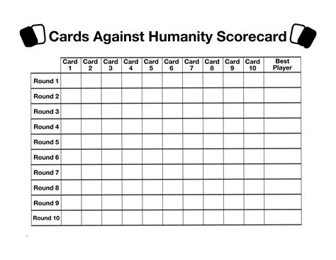 Cards Against Humanity Scorecard Printable 4 per Sheet - Etsy Canada