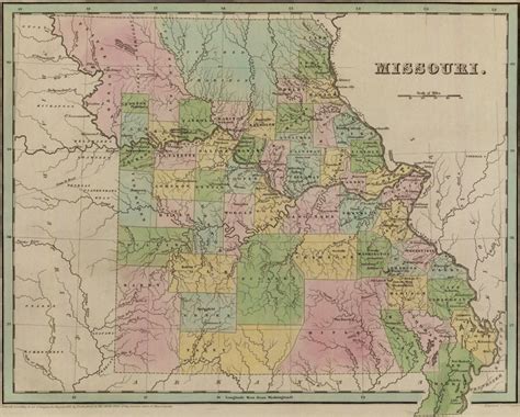 Missouri State 1838 Historic Map By Thomas G Bradford Reprint