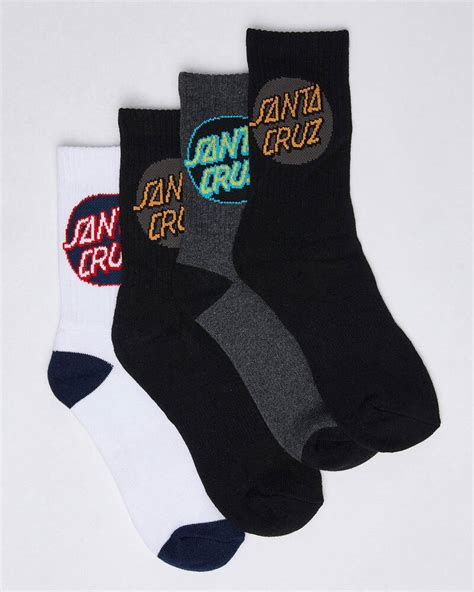 Shop Santa Cruz Boys Pop Socks 4 Pack In Asst Fast Shipping And Easy