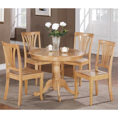 Not only does it cater to the needs of a bigger amount of people but also makes everything on the table, easily accessible by everyone sitting at the table. 5-piece Round Oak Kitchen Table Set - Free Shipping Today ...