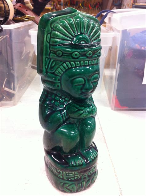 Vintage Tiki Kahlua Bottle Vintage Tiki Mid Century Ceramics Green