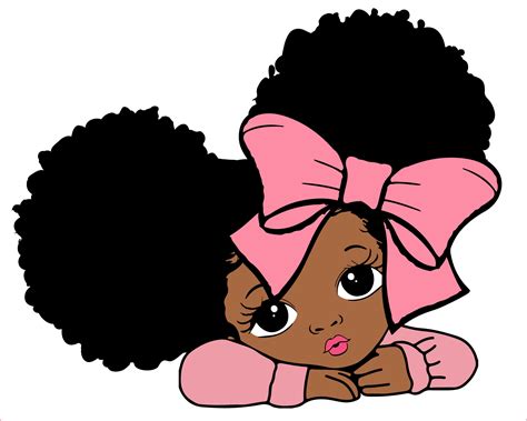 Peekaboo Girl With Puff Afro Ponytails Svg Cute Black African Etsy Uk