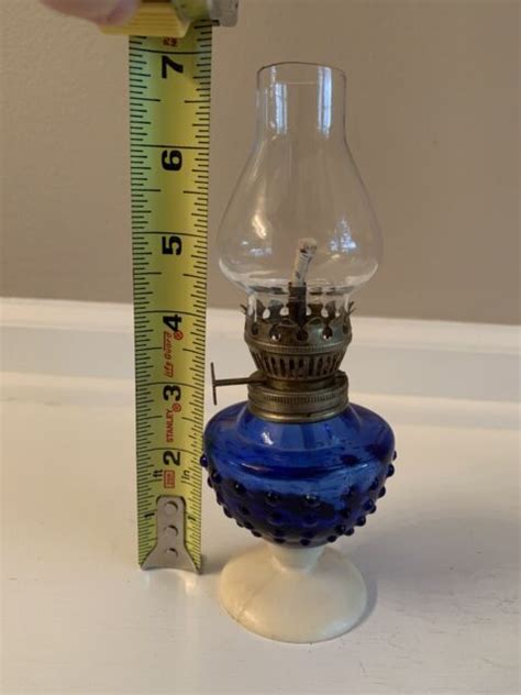 Vintage Small Cobalt Blue Hobnail Oil Lamp 7 Ebay