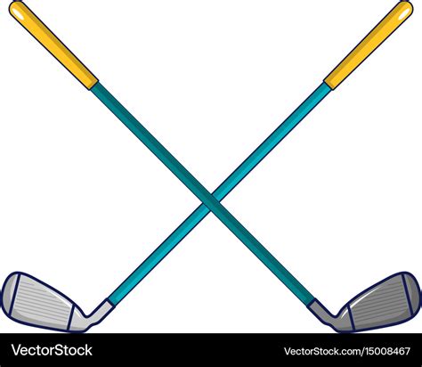 Crossed Golf Clubs Icon Cartoon Style Royalty Free Vector