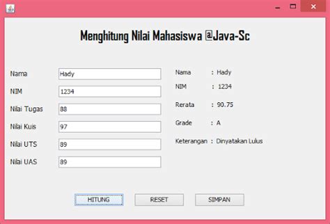 Penjelasan Tutorial Nilai Mahasiswa Pada Java Netbeans Info Tugasoal Com