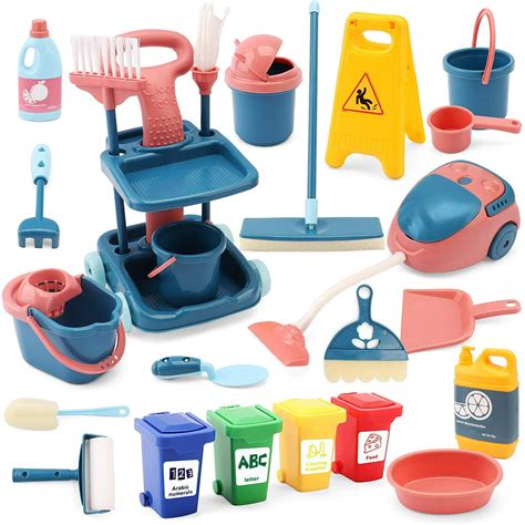 24 Pcs Kids Cleaning Mini Set Toy Cleaning Set Includes Vacume Broom