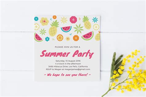 Summer Party Invitation Template Invitation Templates Creative Market