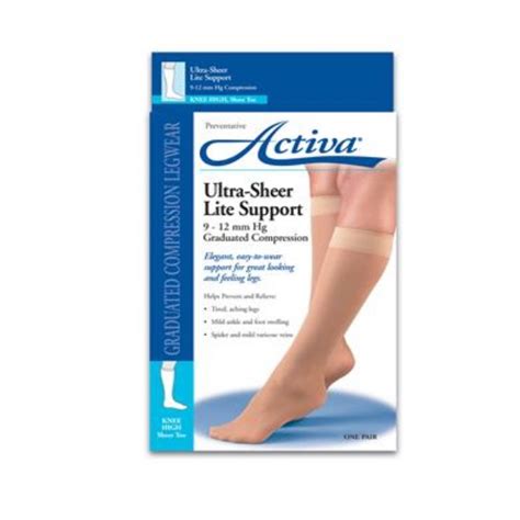 Activa H1302 Ultra Sheer Knee Highs 9 12 Mmhg Size And Color Suntan