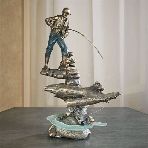 Fishing In The Wild Fisherman Sculpture