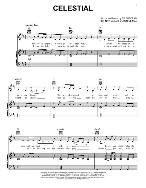 Celestial Sheet Music Ed Sheeran Piano Vocal Guitar Chords