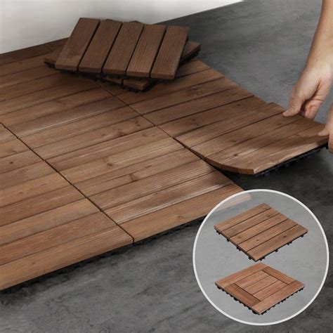 Easyfashion 12 X 12 Interlocking Wooden Floor Tiles Outdoor And