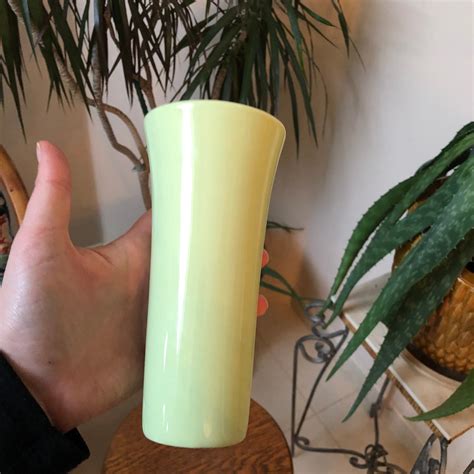 Vintage Opaque Lime Green Vase Etsy