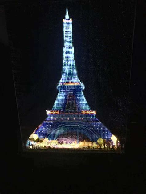 Eiffel Tower Led Light Diamond Painting Round Drill On Canvas Wooden