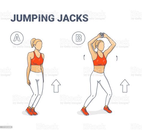 Jumping Jacks Exercise Girl Workout Silhouettes Illustration Stock