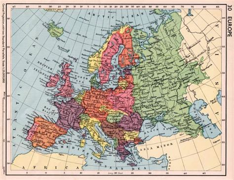 1937 Vintage Europe Map 1930s Collectible Map Of Europe Gallery Wall Images