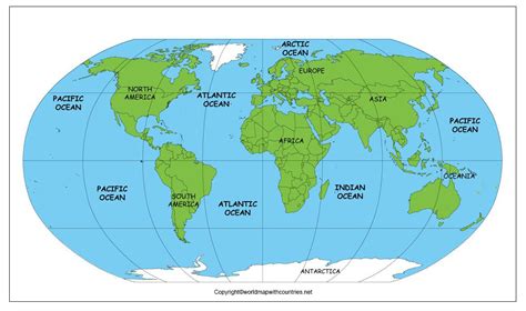 Printable Map Of World With Ocean World Map With Countries