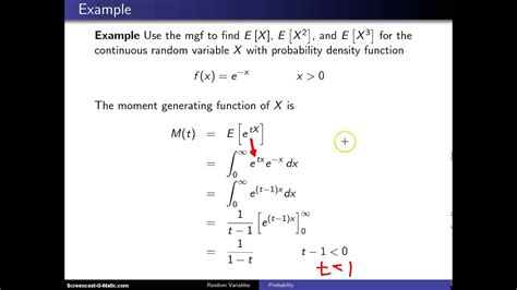 Moment Generating Functions Example 1 Youtube
