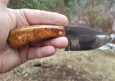 Custom Skinning Knife Made From A Farrier Rasp With Stabilized Mesquite