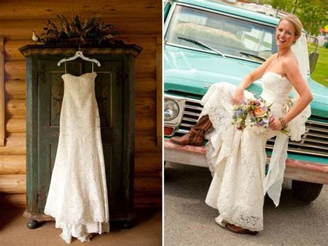 Getting ready for your country wedding? Bride wears ivory lace wedding dress, classic bridal updo ...