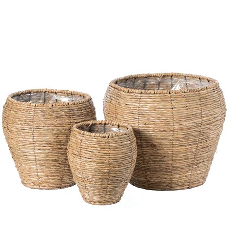 Both the basket and hanger are made from durable, light weight plastic. New Woven Round Flower Pot Planter Basket with Leak-Proof ...