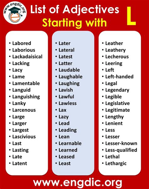 Adjectives That Start With L L Adjectives In English Esl Photos Hot