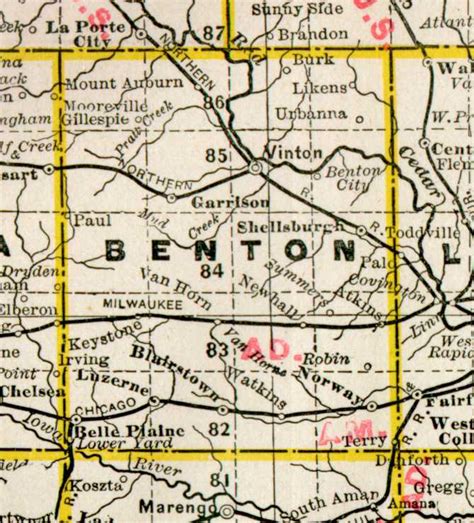 1890 Map Of Benton County Iowa