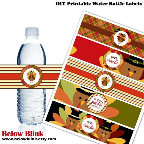 thanksgiving water bottle labels turkey printable labels thanksgiving party decoration give