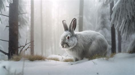 Premium Ai Image Rabbit In The Winter Forest Easter Rabbit In The
