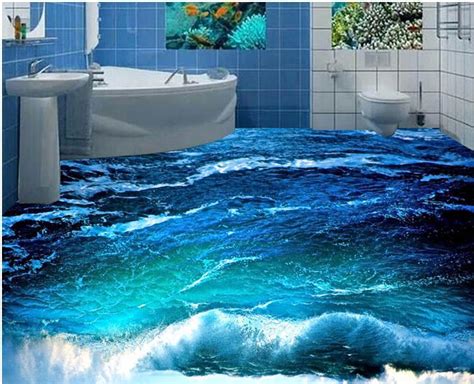Custom Photo Floor Wallpaper 3d Stereoscopic 3d Ocean