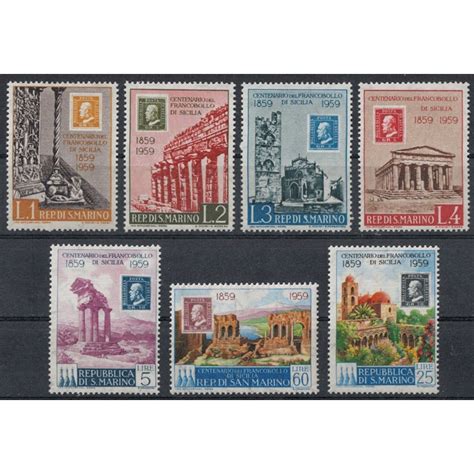 Trova una vasta selezione di francobolli di san marino a prezzi vantaggiosi su ebay. SAN MARINO 1959 Francobolli di Sicilia 7v MH* - CiBaFil