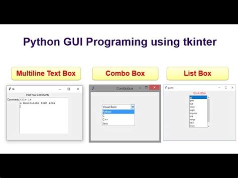 List Box And Multi Line Text Box In Python Gui Tkinter Youtube